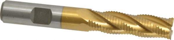 Interstate - 1/2" Diam, Fine Pitch, 1-5/8" LOC, 4 Flute Cobalt Roughing Square End Mill - TiN Finish, 3-5/8" OAL, 1/2" Shank Diam, Single End - USA Tool & Supply