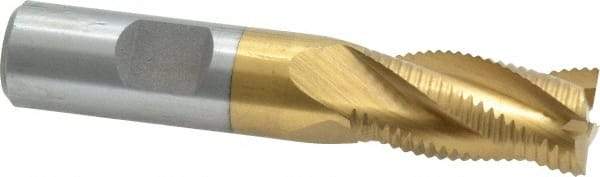 Interstate - 5/8" Diam, Fine Pitch, 1-1/4" LOC, 4 Flute Cobalt Roughing Square End Mill - TiN Finish, 3-3/8" OAL, 5/8" Shank Diam, Single End - USA Tool & Supply