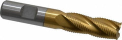 Interstate - 5/8" Diam, Fine Pitch, 1-5/8" LOC, 4 Flute Cobalt Roughing Square End Mill - TiN Finish, 3-3/4" OAL, 5/8" Shank Diam, Single End - USA Tool & Supply