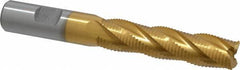 Interstate - 5/8" Diam, Fine Pitch, 2-1/2" LOC, 4 Flute Cobalt Roughing Square End Mill - TiN Finish, 4-5/8" OAL, 5/8" Shank Diam, Single End - USA Tool & Supply