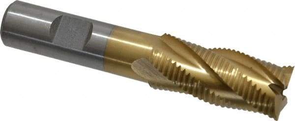 Interstate - 3/4" Diam, Fine Pitch, 1-5/8" LOC, 4 Flute Cobalt Roughing Square End Mill - TiN Finish, 3-3/4" OAL, 5/8" Shank Diam, Single End - USA Tool & Supply