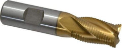 Interstate - 3/4" Diam, Fine Pitch, 1-1/4" LOC, 4 Flute Cobalt Roughing Square End Mill - TiN Finish, 3-1/2" OAL, 3/4" Shank Diam, Single End - USA Tool & Supply