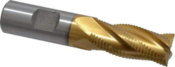 Interstate - 3/4" Diam, Fine Pitch, 1-5/8" LOC, 4 Flute Cobalt Roughing Square End Mill - TiN Finish, 3-3/4" OAL, 3/4" Shank Diam, Single End - USA Tool & Supply