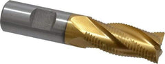 Interstate - 3/4" Diam, Fine Pitch, 1-5/8" LOC, 4 Flute Cobalt Roughing Square End Mill - TiN Finish, 3-3/4" OAL, 3/4" Shank Diam, Single End - USA Tool & Supply