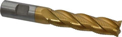 Interstate - 3/4" Diam, Fine Pitch, 3" LOC, 4 Flute Cobalt Roughing Square End Mill - TiN Finish, 5-1/4" OAL, 3/4" Shank Diam, Single End - USA Tool & Supply