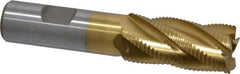 Interstate - 7/8" Diam, Fine Pitch, 1-7/8" LOC, 5 Flute Cobalt Roughing Square End Mill - TiN Finish, 4-1/8" OAL, 3/4" Shank Diam, Single End - USA Tool & Supply