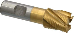 Interstate - 1" Diam, Fine Pitch, 1-1/8" LOC, 5 Flute Cobalt Roughing Square End Mill - TiN Finish, 3-3/8" OAL, 3/4" Shank Diam, Single End - USA Tool & Supply