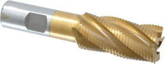 Interstate - 1" Diam, Fine Pitch, 2" LOC, 5 Flute Cobalt Roughing Square End Mill - TiN Finish, 4-1/4" OAL, 3/4" Shank Diam, Single End - USA Tool & Supply