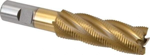 Interstate - 1" Diam, Fine Pitch, 3" LOC, 5 Flute Cobalt Roughing Square End Mill - TiN Finish, 5-1/4" OAL, 3/4" Shank Diam, Single End - USA Tool & Supply