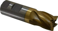 Interstate - 1" Diam, Fine Pitch, 1-1/8" LOC, 5 Flute Cobalt Roughing Square End Mill - TiN Finish, 3-5/8" OAL, 1" Shank Diam, Single End - USA Tool & Supply