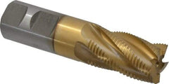 Interstate - 1" Diam, Fine Pitch, 1-5/8" LOC, 5 Flute Cobalt Roughing Square End Mill - TiN Finish, 4-1/8" OAL, 1" Shank Diam, Single End - USA Tool & Supply