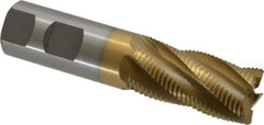 Interstate - 1" Diam, Fine Pitch, 2" LOC, 5 Flute Cobalt Roughing Square End Mill - TiN Finish, 4-1/2" OAL, 1" Shank Diam, Single End - USA Tool & Supply