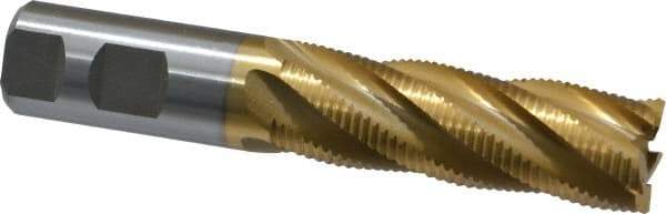 Interstate - 1" Diam, Fine Pitch, 3" LOC, 5 Flute Cobalt Roughing Square End Mill - TiN Finish, 5-1/2" OAL, 1" Shank Diam, Single End - USA Tool & Supply