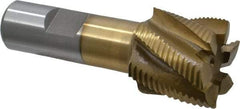Interstate - 1-1/4" Diam, Fine Pitch, 1-1/8" LOC, 6 Flute Cobalt Roughing Square End Mill - TiN Finish, 3-3/8" OAL, 3/4" Shank Diam, Single End - USA Tool & Supply