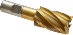 Interstate - 1-1/4" Diam, Fine Pitch, 2" LOC, 6 Flute Cobalt Roughing Square End Mill - TiN Finish, 4-1/4" OAL, 3/4" Shank Diam, Single End - USA Tool & Supply