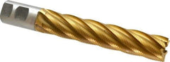 Interstate - 1-1/4" Diam, Fine Pitch, 6" LOC, 6 Flute Cobalt Roughing Square End Mill - TiN Finish, 8-1/2" OAL, 1-1/4" Shank Diam, Single End - USA Tool & Supply