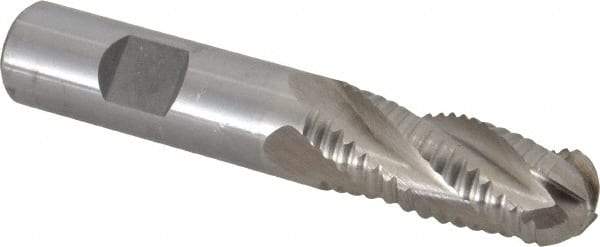 Interstate - 5/8" Diam, Coarse Pitch, 1-5/8" LOC, 4 Flute Cobalt Roughing Ball End Mill - Uncoated, 3-3/4" OAL, 5/8" Shank Diam, Single End - USA Tool & Supply