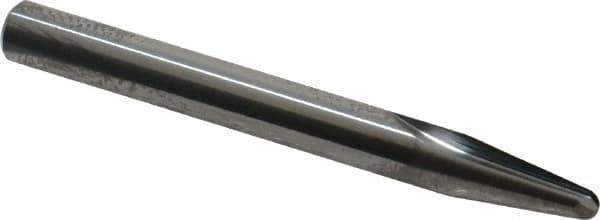 Made in USA - 7° Taper Angle per Side, 1/8" Small End Diam, 1/2" LOC, Solid Carbide 2 Flute Tapered Ball End Mill - 2-1/2" OAL, 1/4" Shank Diam, Straight Flute - USA Tool & Supply