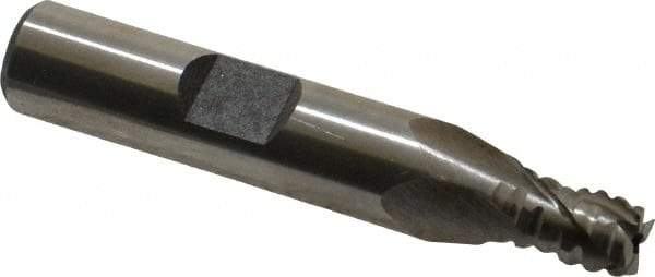 Interstate - 1/4" Diam, 5/16" LOC, 4 Flute Cobalt Roughing & Finishing Square End Mill - Uncoated, 2-1/8" OAL, 3/8" Shank Diam, Weldon Shank, 30° Helix, Non-Centercutting - USA Tool & Supply