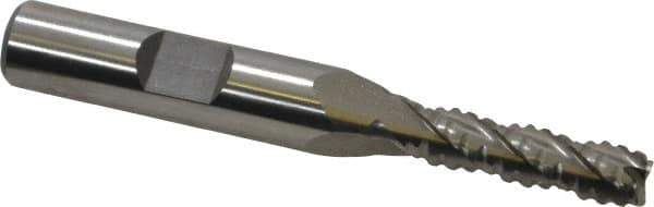 Interstate - 1/4" Diam, 7/8" LOC, 4 Flute Cobalt Roughing & Finishing Square End Mill - Uncoated, 2-11/16" OAL, 3/8" Shank Diam, Weldon Shank, 30° Helix, Non-Centercutting - USA Tool & Supply