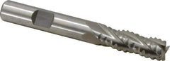 Interstate - 3/8" Diam, 1-1/8" LOC, 4 Flute Cobalt Roughing & Finishing Square End Mill - Uncoated, 2-15/16" OAL, 3/8" Shank Diam, Weldon Shank, 30° Helix, Non-Centercutting - USA Tool & Supply
