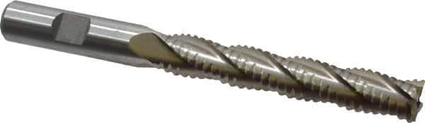 Interstate - 1/2" Diam, 3" LOC, 4 Flute Cobalt Roughing & Finishing Square End Mill - Uncoated, 5" OAL, 1/2" Shank Diam, Weldon Shank, 30° Helix, Non-Centercutting - USA Tool & Supply