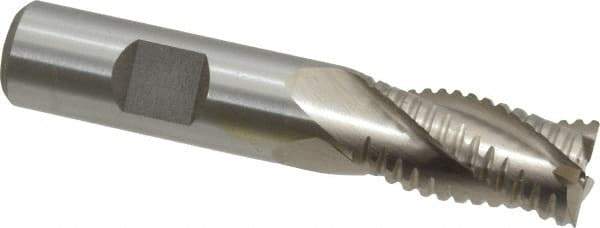 Interstate - 5/8" Diam, 1-1/4" LOC, 4 Flute Cobalt Roughing & Finishing Square End Mill - Uncoated, 3-3/8" OAL, 5/8" Shank Diam, Weldon Shank, 30° Helix, Non-Centercutting - USA Tool & Supply