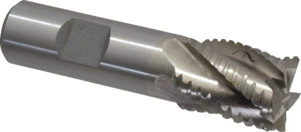 Interstate - 7/8" Diam, 1-1/8" LOC, 5 Flute Cobalt Roughing & Finishing Square End Mill - Uncoated, 3-3/8" OAL, 3/4" Shank Diam, Weldon Shank, 30° Helix, Non-Centercutting - USA Tool & Supply