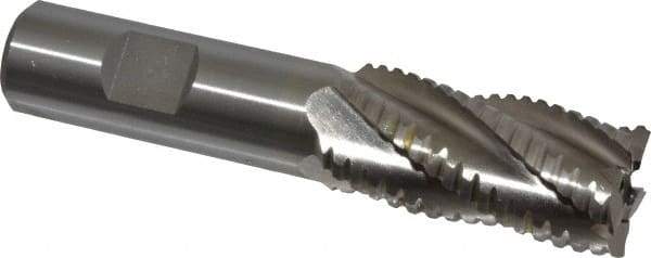 Interstate - 7/8" Diam, 1-7/8" LOC, 5 Flute Cobalt Roughing & Finishing Square End Mill - Uncoated, 4-1/8" OAL, 3/4" Shank Diam, Weldon Shank, 30° Helix, Non-Centercutting - USA Tool & Supply