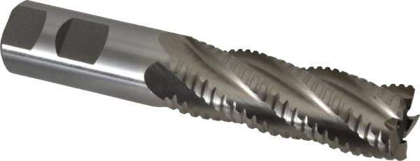 Interstate - 1" Diam, 3" LOC, 5 Flute Cobalt Roughing & Finishing Square End Mill - Uncoated, 5-1/2" OAL, 1" Shank Diam, Weldon Shank, 30° Helix, Non-Centercutting - USA Tool & Supply