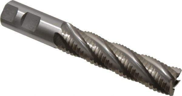 Interstate - 1" Diam, 4" LOC, 5 Flute Cobalt Roughing & Finishing Square End Mill - Uncoated, 6-1/2" OAL, 1" Shank Diam, Weldon Shank, 30° Helix, Non-Centercutting - USA Tool & Supply