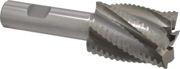 Interstate - 1-1/2" Diam, 2" LOC, 6 Flute Cobalt Roughing & Finishing Square End Mill - Uncoated, 4-1/2" OAL, 3/4" Shank Diam, Weldon Shank, 30° Helix, Non-Centercutting - USA Tool & Supply