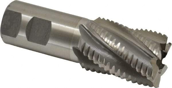 Interstate - 1-1/2" Diam, 2" LOC, 6 Flute Cobalt Roughing & Finishing Square End Mill - Uncoated, 4-1/2" OAL, 1-1/4" Shank Diam, Weldon Shank, 30° Helix, Non-Centercutting - USA Tool & Supply