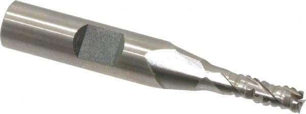 Interstate - 3/16" Diam, 1/2" LOC, 3 Flute Cobalt Roughing & Finishing Square End Mill - Uncoated, 2-3/8" OAL, 3/8" Shank Diam, Weldon Shank, 30° Helix, Non-Centercutting - USA Tool & Supply