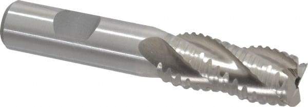 Interstate - 11/16" Diam, 1-5/8" LOC, 4 Flute Cobalt Roughing & Finishing Square End Mill - Uncoated, 3-3/4" OAL, 5/8" Shank Diam, Weldon Shank, 30° Helix, Non-Centercutting - USA Tool & Supply