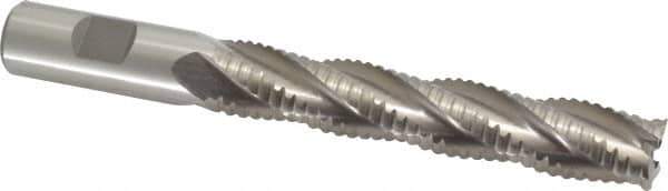 Interstate - 3/4" Diam, 4-1/8" LOC, 4 Flute Cobalt Roughing & Finishing Square End Mill - Uncoated, 6-3/8" OAL, 3/4" Shank Diam, Weldon Shank, 30° Helix, Non-Centercutting - USA Tool & Supply
