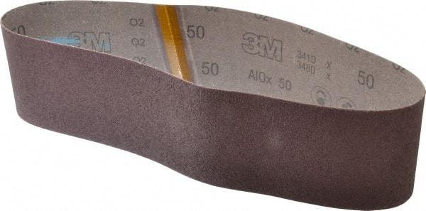 3M - 4" Wide x 36" OAL, 50 Grit, Aluminum Oxide Abrasive Belt - Aluminum Oxide, Coarse, Coated, X Weighted Cloth Backing, Series 341D - USA Tool & Supply