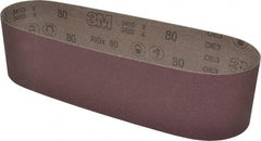 3M - 4" Wide x 36" OAL, 80 Grit, Aluminum Oxide Abrasive Belt - Aluminum Oxide, Medium, Coated, X Weighted Cloth Backing, Series 341D - USA Tool & Supply