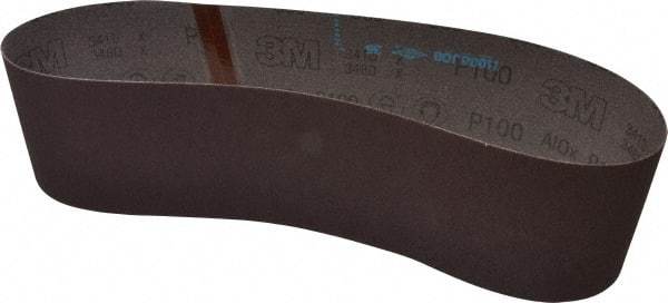 3M - 4" Wide x 36" OAL, 100 Grit, Aluminum Oxide Abrasive Belt - Aluminum Oxide, Fine, Coated, X Weighted Cloth Backing, Series 341D - USA Tool & Supply