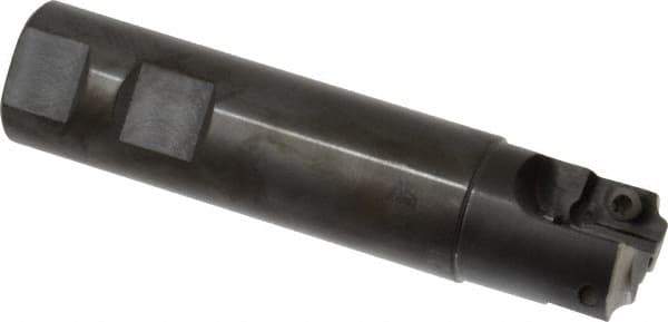 Cutting Tool Technologies - 0.12 to 0.12 Inch Cutting Radius, 1 Inch Cutter Diameter, 2 Style CV 12 Inserts, 1 Inch Shank Diameter, Indexable Concave Radius Cutter - 4.5 Inch Overall Length, Through Coolant - USA Tool & Supply