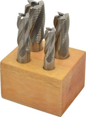 Interstate - 1/2 to 1", 4, 5 Flute Square End Mill Set - Uncoated, Cobalt, Single End, 1/2, 5/8, 3/4" Shank Diam, Centercutting - USA Tool & Supply