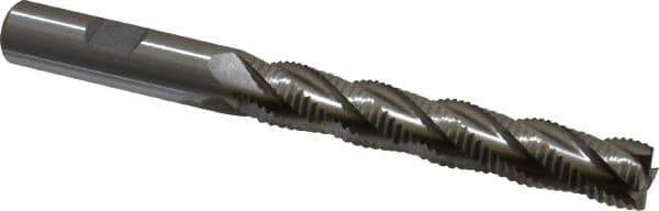 Interstate - 1/2" Diam, Fine Pitch, 3" LOC, 4 Flute Cobalt Roughing Square End Mill - Uncoated, 5" OAL, 1/2" Shank Diam, Single End - USA Tool & Supply