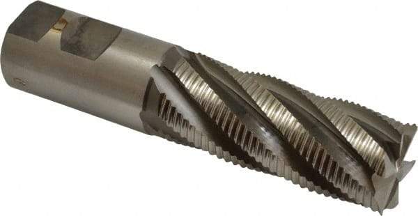Interstate - 1-1/4" Diam, Fine Pitch, 3" LOC, 6 Flute Cobalt Roughing Square End Mill - Uncoated, 5-1/2" OAL, 1-1/4" Shank Diam, Single End - USA Tool & Supply