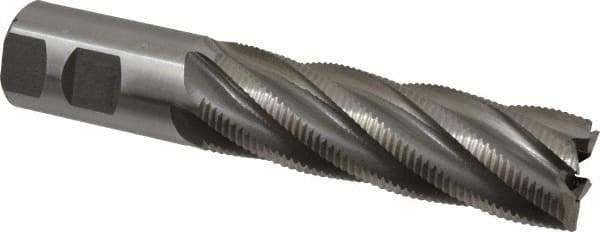 Interstate - 1-1/4" Diam, Fine Pitch, 4" LOC, 6 Flute Cobalt Roughing Square End Mill - Uncoated, 6-1/2" OAL, 1-1/4" Shank Diam, Single End - USA Tool & Supply