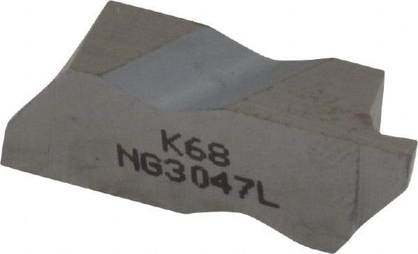 Kennametal - 3047NG Grade K68, 1.19mm Cutting Width Carbide Grooving Insert - 1.91mm Max Depth of Cut, Left Hand, 0.19mm Corner Radius, Uncoated - USA Tool & Supply