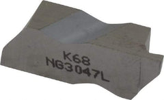 Kennametal - 3047NG Grade K68, 1.19mm Cutting Width Carbide Grooving Insert - 1.91mm Max Depth of Cut, Left Hand, 0.19mm Corner Radius, Uncoated - USA Tool & Supply
