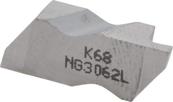 Kennametal - 3062NG Grade K68, 1.58mm Cutting Width Carbide Grooving Insert - 2.39mm Max Depth of Cut, Left Hand, 0.19mm Corner Radius, Uncoated - USA Tool & Supply
