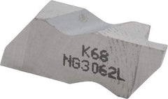 Kennametal - 3062NG Grade K68, 1.58mm Cutting Width Carbide Grooving Insert - 2.39mm Max Depth of Cut, Left Hand, 0.19mm Corner Radius, Uncoated - USA Tool & Supply