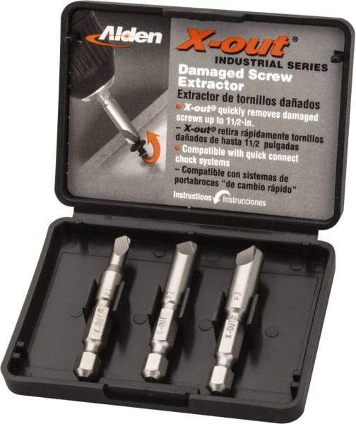 Alden - 3 Piece Quick-Connect Screw Extractor/Drill Set - Screw Range #6 to #14 - USA Tool & Supply