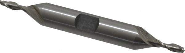 Interstate - 1/8", 3/8" LOC, 3/8" Shank Diam, 3-1/16" OAL, 2 Flute, Cobalt Square End Mill - Double End, Uncoated, Spiral Flute, Centercutting, Right Hand Cut, Right Hand Flute - USA Tool & Supply